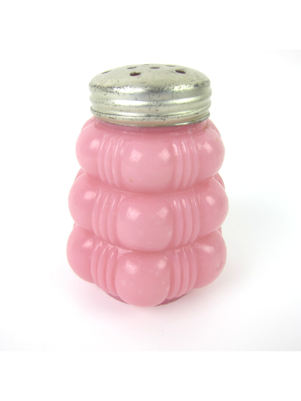 EAPG Pink Glass Creased Bale Salt Shaker 3" Dithridge and Sons Antique